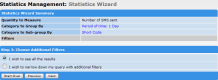 Statistics Wizard screenshot showing the "Choose Additional Filters" screen